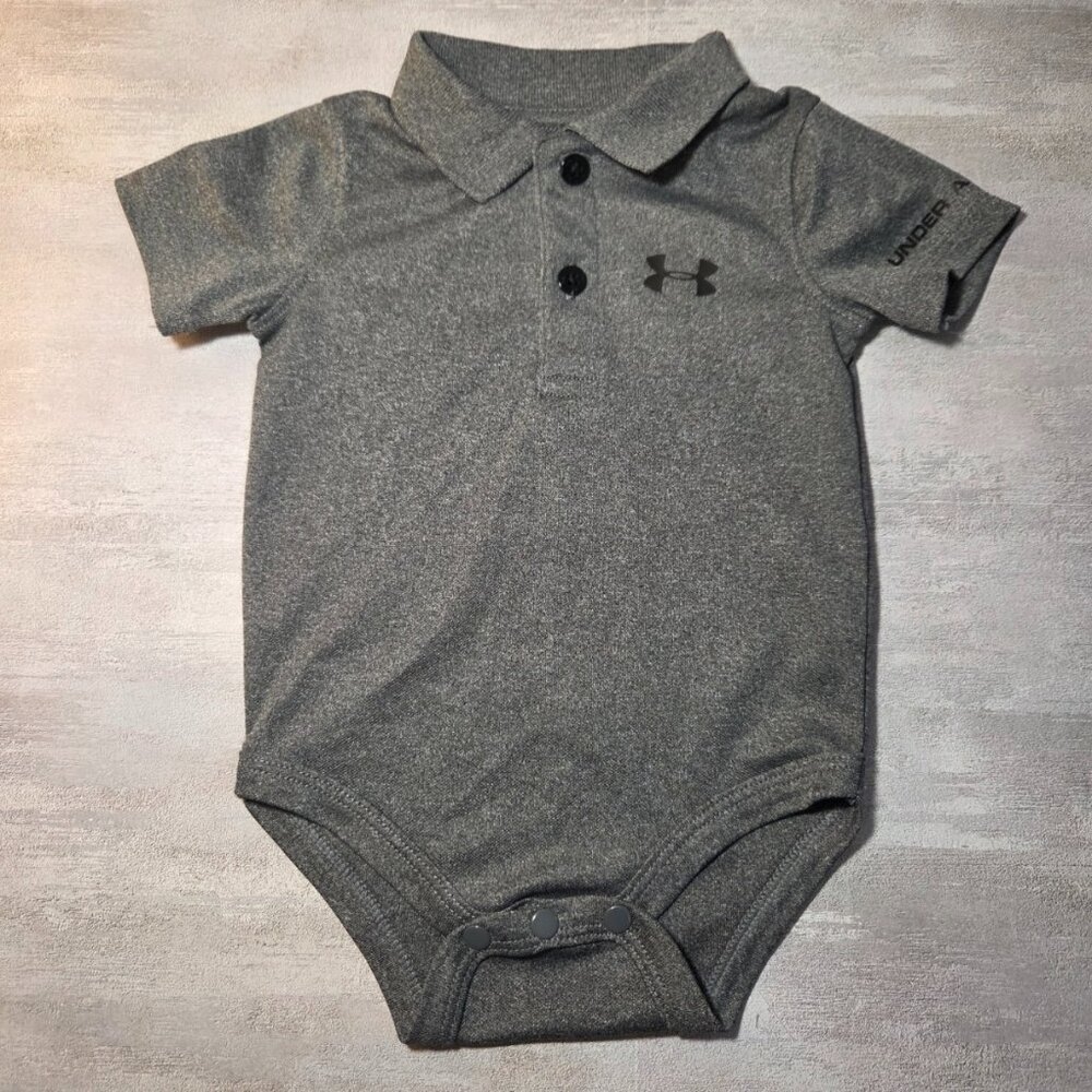 Baby Under Armour Polo Bodysuit Dark Gray 3/6 Months NWOT
